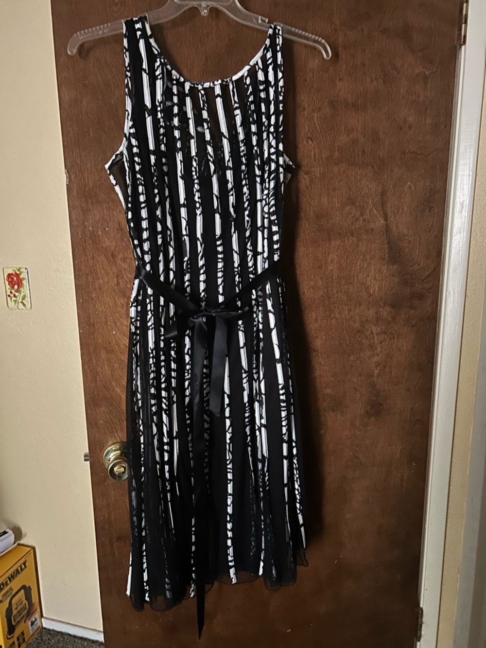 Dress Black and White Striped Sleeveless Tie-Waist from Dressbarn new with tags